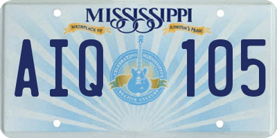 MS license plate AIQ105