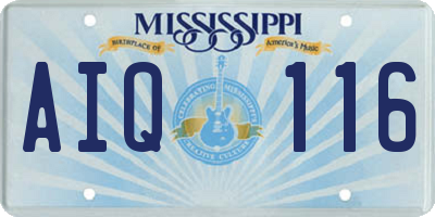 MS license plate AIQ116