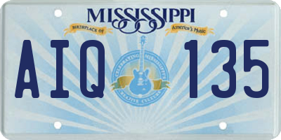 MS license plate AIQ135