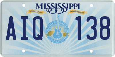MS license plate AIQ138