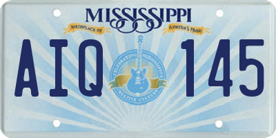 MS license plate AIQ145
