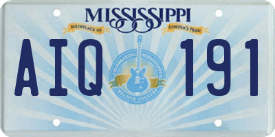 MS license plate AIQ191
