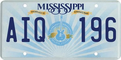 MS license plate AIQ196