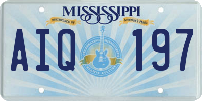 MS license plate AIQ197