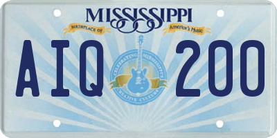 MS license plate AIQ200