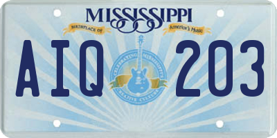 MS license plate AIQ203