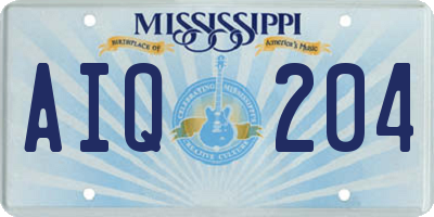 MS license plate AIQ204
