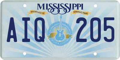 MS license plate AIQ205