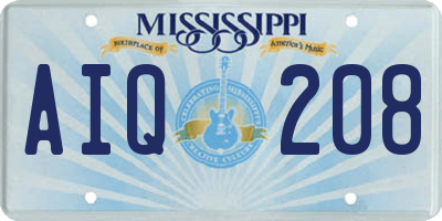 MS license plate AIQ208