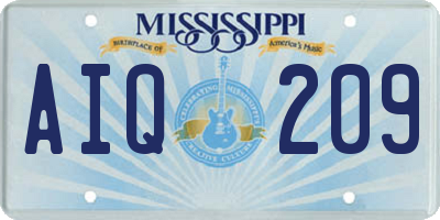MS license plate AIQ209