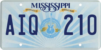 MS license plate AIQ210