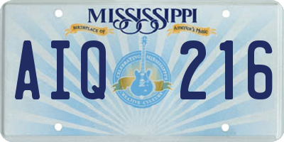 MS license plate AIQ216