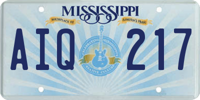 MS license plate AIQ217