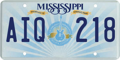 MS license plate AIQ218