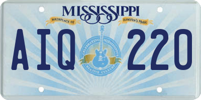 MS license plate AIQ220