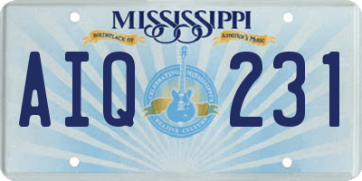 MS license plate AIQ231
