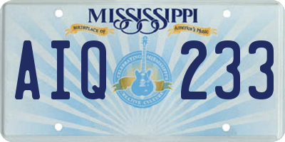 MS license plate AIQ233