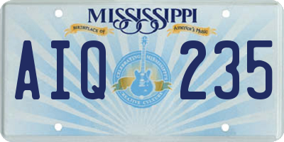 MS license plate AIQ235