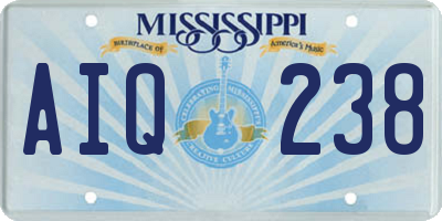MS license plate AIQ238