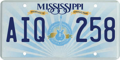 MS license plate AIQ258