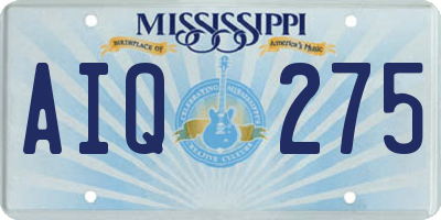 MS license plate AIQ275