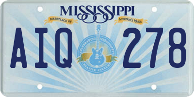 MS license plate AIQ278