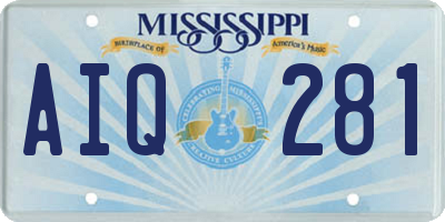MS license plate AIQ281