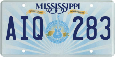 MS license plate AIQ283