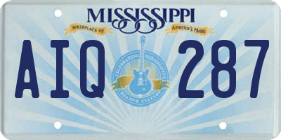MS license plate AIQ287
