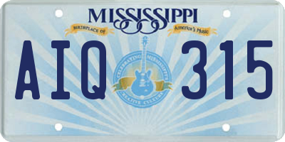 MS license plate AIQ315