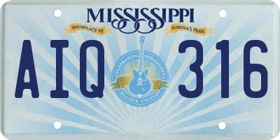 MS license plate AIQ316