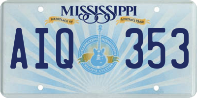 MS license plate AIQ353