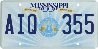 MS license plate AIQ355