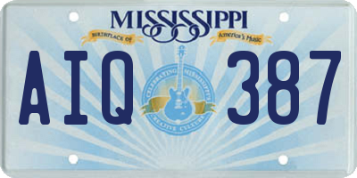 MS license plate AIQ387