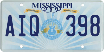 MS license plate AIQ398