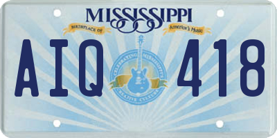 MS license plate AIQ418