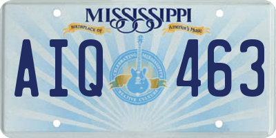 MS license plate AIQ463