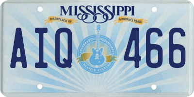 MS license plate AIQ466