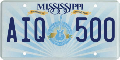 MS license plate AIQ500