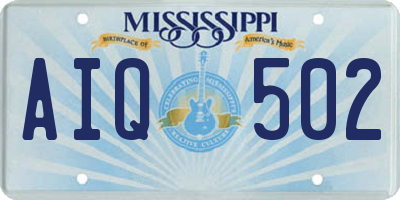 MS license plate AIQ502