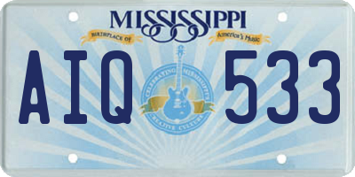 MS license plate AIQ533