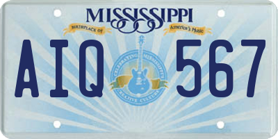 MS license plate AIQ567