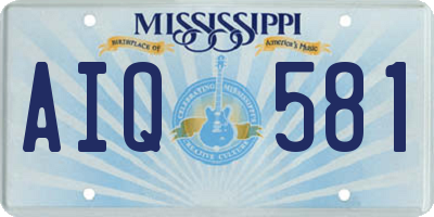 MS license plate AIQ581