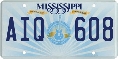 MS license plate AIQ608