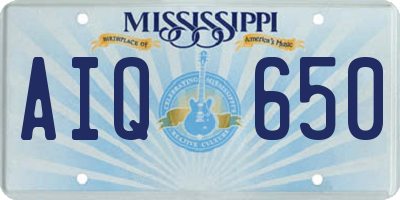 MS license plate AIQ650