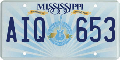 MS license plate AIQ653