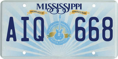 MS license plate AIQ668