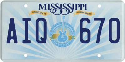 MS license plate AIQ670