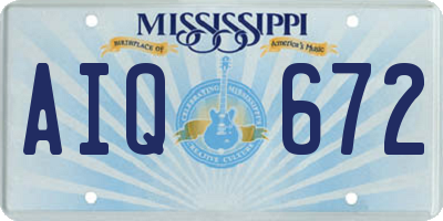 MS license plate AIQ672