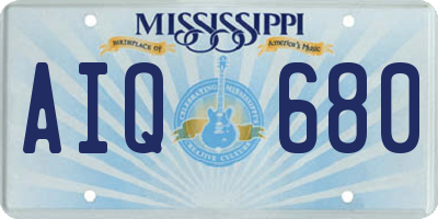 MS license plate AIQ680